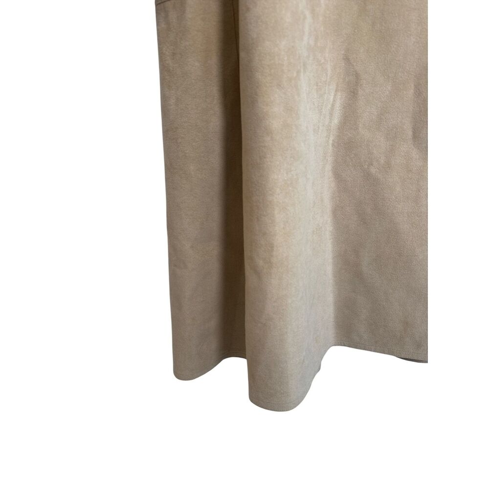Vintage Irene Herbert’s Small Beige Faux Suede Duster Coat Open Front Trench - Picture 4 of 7